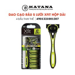 Thumbnail Dao cạo râu cao cấp Nhật Xfit 5 lưỡi màu xanh 4 đầu thay (hộp dài) có gel cạo êm 1