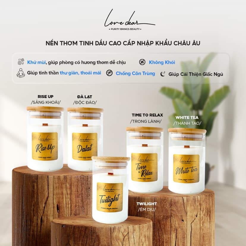 Ảnh Nến Thơm Phòng Cao Cấp LoveDear Dalat Từ Tinh Dầu Thiên Nhiên và Sáp Cọ - Trang Trí Decor 100g & 200g 1