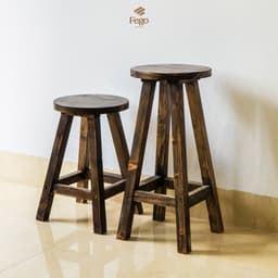 Thumbnail Ghế đôn tròn gỗ thông FEGO cao 45cm phù hợp với bàn ăn và làm việc 1