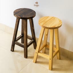 Thumbnail Ghế đôn tròn gỗ thông FEGO cao 45cm phù hợp với bàn ăn và làm việc 4