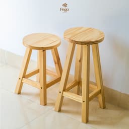 Thumbnail Ghế đôn tròn gỗ thông FEGO cao 45cm phù hợp với bàn ăn và làm việc 3
