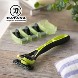 Thumbnail Dao cạo râu cao cấp Nhật Xfit 5 lưỡi màu xanh 4 đầu thay (hộp dài) có gel cạo êm 3