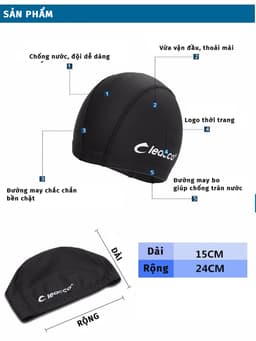 Thumbnail Nón Bơi Chính Hãng Mũ Bơi Vải Chất Liệu PU Hạn Chế Thấm Nước Mềm Mại Thoải Mái Khi Mang Cleacco PU Boro Sport 1