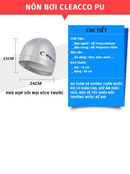 Thumbnail Nón Bơi Chính Hãng Mũ Bơi Vải Chất Liệu PU Hạn Chế Thấm Nước Mềm Mại Thoải Mái Khi Mang Cleacco PU Boro Sport 2