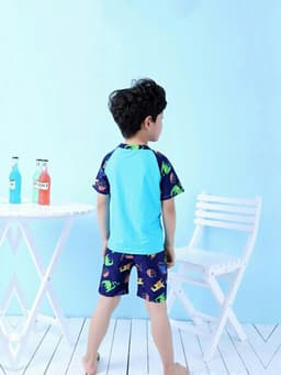 Thumbnail Đồ Bơi Trẻ Em Tặng Kèm Nón Bơi Vải Bộ Đồ Bơi Cho Bé Cao Từ 85cm Đến 125cm Khủng Long Xanh Cleacco DBTE BORO SPORT 3