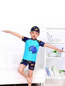 Thumbnail Đồ Bơi Trẻ Em Tặng Kèm Nón Bơi Vải Bộ Đồ Bơi Cho Bé Cao Từ 85cm Đến 125cm Khủng Long Xanh Cleacco DBTE BORO SPORT 2