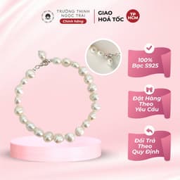 Thumbnail Vòng Tay Ngọc Trai Hạt Dẹt 7ly Trắng Khóa Bạc - Ngọc Trai Trường Thịnh 1