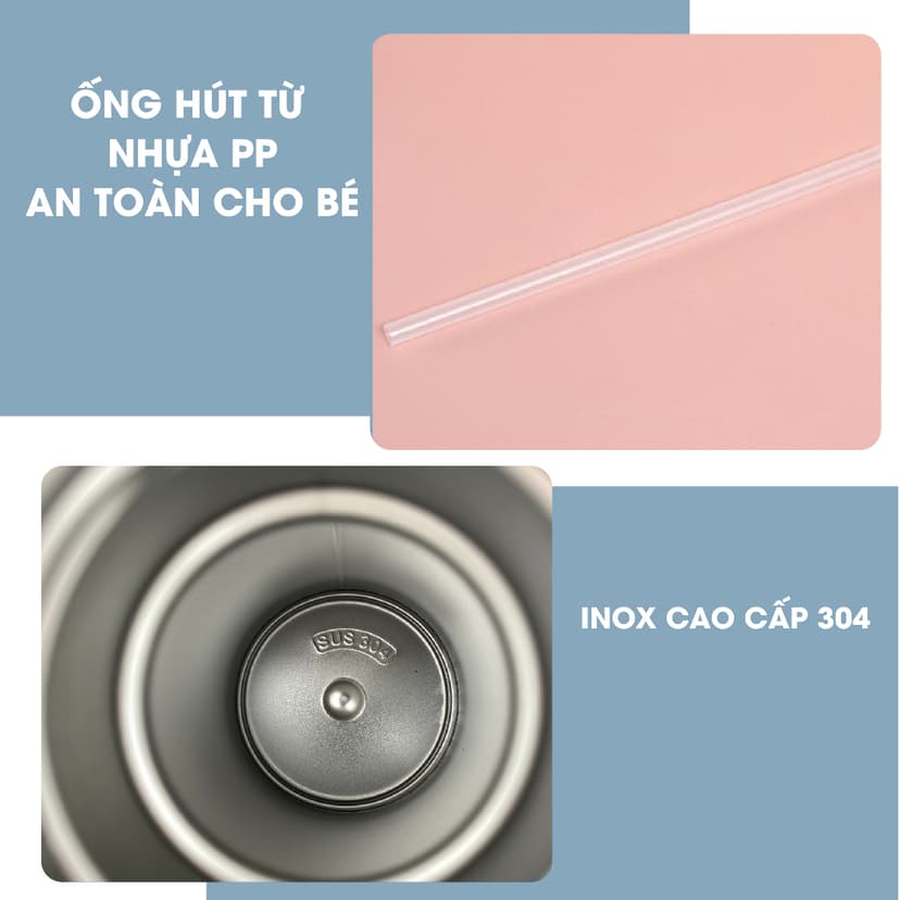 Ảnh Bình nước cho bé có ống hút giữ nhiệt nóng lạnh 24h Yeahcook 4