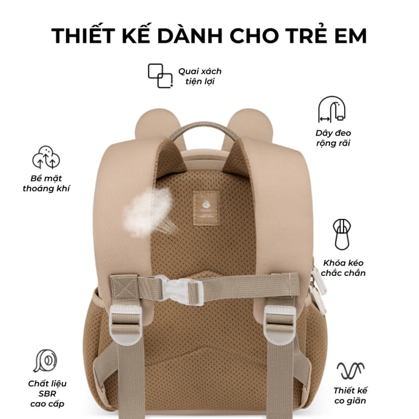 Ảnh Balo cho bé Zoyzoii B38 hình thú chính hãng, chất vải SBR cao cấp, siêu nhẹ, khóa YKK nhập khẩu Nhật 4
