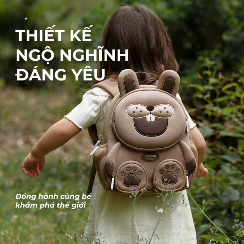 Ảnh Balo cho bé Zoyzoii B38 hình thú chính hãng, chất vải SBR cao cấp, siêu nhẹ, khóa YKK nhập khẩu Nhật 3