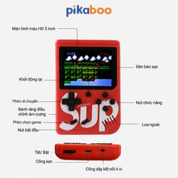 Thumbnail Máy game cầm tay 400 trò chơi kinh điển Pikaboo có kết nối TV màn hình sắc nét âm thanh sống động 4
