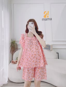 Thumbnail Bộ đồ bầu lửng  2MAMA chất đũi, mềm mịn, 3 tầng cộc tay mùa hè sau sinh cho mẹ V222 2