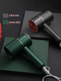 Thumbnail Máy sấy tóc mini KIPOR 2 chiều nóng lạnh bổ xung ion, Công suất lớn, tạo kiểu tóc chuyên nghiệp - Hàng chính hãng 1