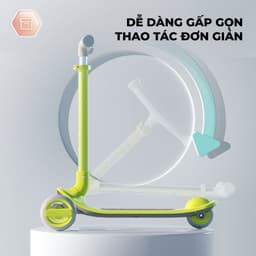 Thumbnail Xe trượt scooter cho bé Cooghi Q1, 3-10 tuổi, bánh LED phát sáng, gấp gọn, siêu nhẹ 2