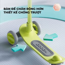 Thumbnail Xe trượt scooter cho bé Cooghi Q1, 3-10 tuổi, bánh LED phát sáng, gấp gọn, siêu nhẹ 3