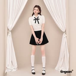 Thumbnail TINGOAN® - Áo len kem crop bề mặt len hoạ tiết quả trám buộc nơ YURI YURI TOP/WH PHIÊN BẢN MỚI NHẤT T6/2024 3