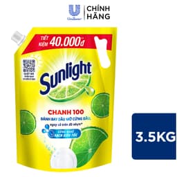 Thumbnail Nước rửa chén Sunlight chanh 100 mới đánh bay dầu mỡ cứng đầu túi 3.5kg 1