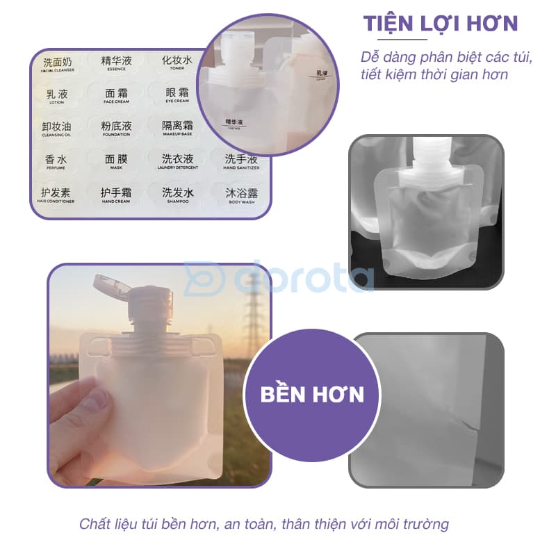 Ảnh Túi chiết mỹ phẩm du lịch DOROTA đựng dầu gội, sữa rửa mặt sữa tắm TC 2