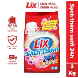 Thumbnail Bột giặt Lix Sạch Thơm hương hoa 2kg, khử mùi hôi, ẩm mốc dùng cho giặt tay và giặt máy ES201 1