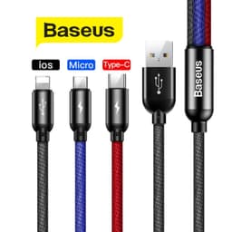 Thumbnail Cáp sạc 3in1 Baseus Three Primary Colors dùng cho Smartphone/Android/IP10/11/12 sạc nhanh 3.5A, dài 30cm/120cm 3