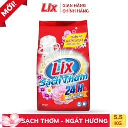 Thumbnail Bột giặt Lix Sạch Thơm hương hoa 5.5kg ES550 tăng gấp đôi sức mạnh giặt tẩy, dùng cho giặt tay, máy - Lixco Việt Nam 2
