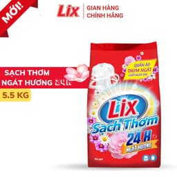 Thumbnail Bột giặt Lix Sạch Thơm hương hoa 5.5kg ES550 tăng gấp đôi sức mạnh giặt tẩy, dùng cho giặt tay, máy - Lixco Việt Nam 1