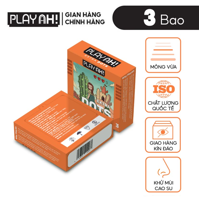 Ảnh Bao Cao Su PlayAh Extra Dots Thêm Gai Hộp 3/10 52mm 4