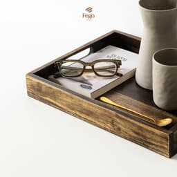 Thumbnail Khay gỗ thông tự nhiên FEGO có tay cầm để decor, trang trí, đựng đồ ăn, mỹ phẩm 2