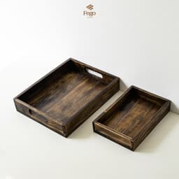Thumbnail Khay gỗ thông tự nhiên FEGO có tay cầm để decor, trang trí, đựng đồ ăn, mỹ phẩm 3