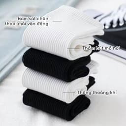 Thumbnail Combo 3 đôi tất trơn cổ cao dễ phối đồ, Set 3 đôi tất cao cổ G2 màu đen hoặc trắng bằng cotton hàng VNXK 4