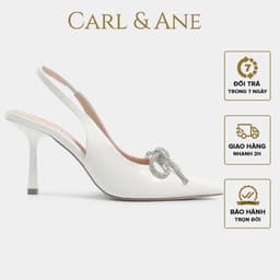 Thumbnail Carl & Ane - Giày mũi nhọn đính đá pha lê sang trọng dự tiệc cao 8cm màu trắng - WD008 1