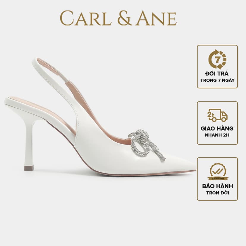 Ảnh Carl & Ane - Giày mũi nhọn đính đá pha lê sang trọng dự tiệc cao 8cm màu trắng - WD008 1