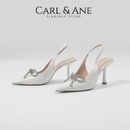Thumbnail Carl & Ane - Giày mũi nhọn đính đá pha lê sang trọng dự tiệc cao 8cm màu trắng - WD008 2