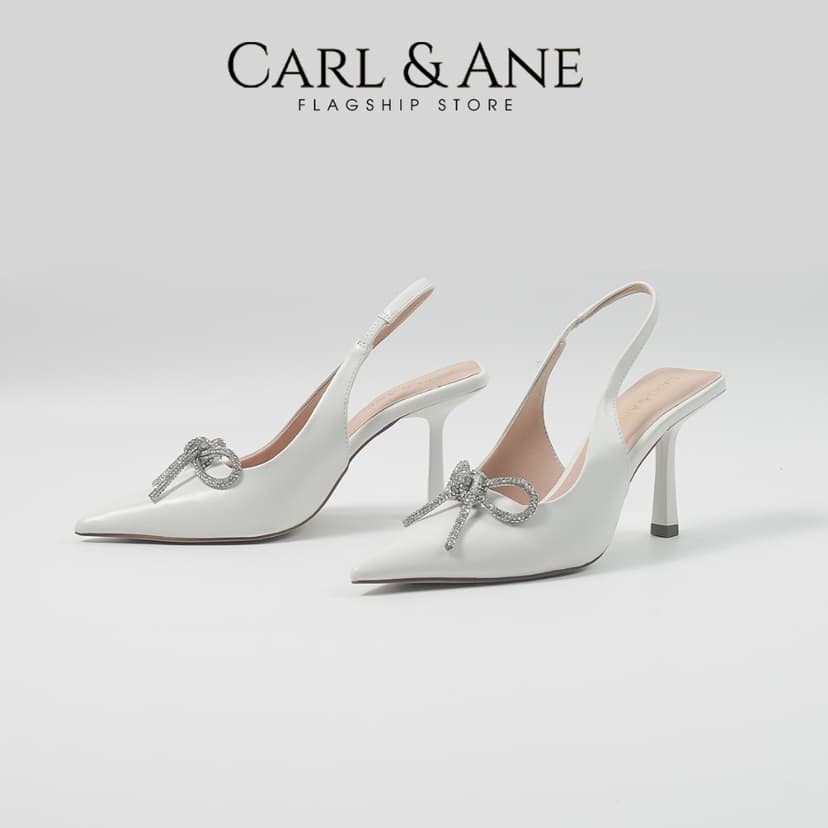 Ảnh Carl & Ane - Giày mũi nhọn đính đá pha lê sang trọng dự tiệc cao 8cm màu trắng - WD008 2