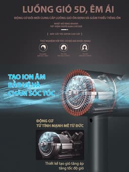 Thumbnail Máy sấy tóc mini KIPOR 2 chiều nóng lạnh bổ xung ion, Công suất lớn, tạo kiểu tóc chuyên nghiệp - Hàng chính hãng 2