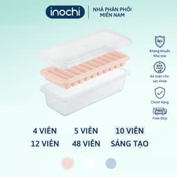Thumbnail Khay làm đá viên có nắp đậy kèm hộp đựng thông minh Inochi Kari Nhật Bản, khuôn tròn, nhiều hình làm thạch Vạn Phúc 3