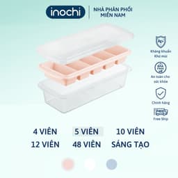 Thumbnail Khay làm đá viên có nắp đậy kèm hộp đựng thông minh Inochi Kari Nhật Bản, khuôn tròn, nhiều hình làm thạch Vạn Phúc 4