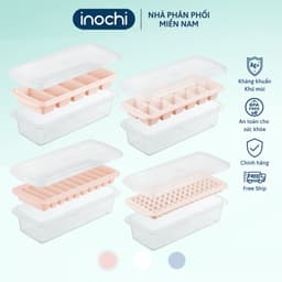 Thumbnail Khay làm đá viên có nắp đậy kèm hộp đựng thông minh Inochi Kari Nhật Bản, khuôn tròn, nhiều hình làm thạch Vạn Phúc 1