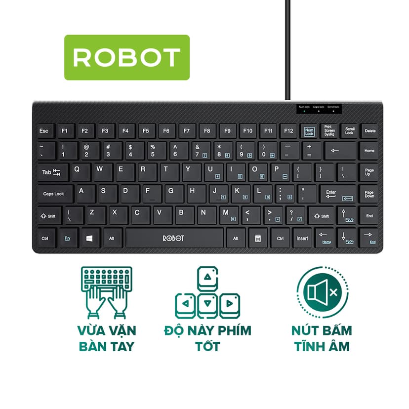 Ảnh Bàn Phím Có Dây Mini ROBOT RK10 Nút Ấn Tĩnh Âm Không Gây Ồn, Nhỏ Gọn Thuận Tiện Mang Theo - Bảo Hành 12 Tháng 3