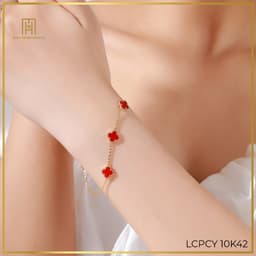 Thumbnail Lắc tay vàng 10K mặt cỏ 4 lá đỏ ngọt ngào Bảo Tín Mạnh Hải PYLTV10KD0-405006 3