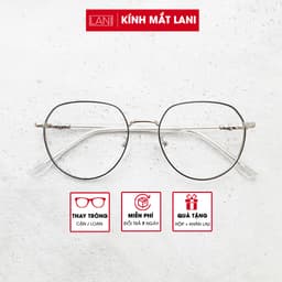 Thumbnail Gọng kính cận nam nữ LANI kim loại đa giác họa tiết nhận lắp mắt kính có độ theo yêu cầu 61035 4