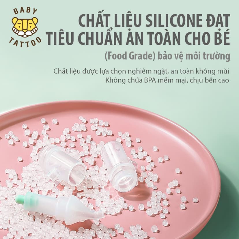 Ảnh BABY TATTOO Dụng Cụ Hút Dịch Mũi Đầu Silicone Kèm Nhíp An Toàn Cho Bé 4