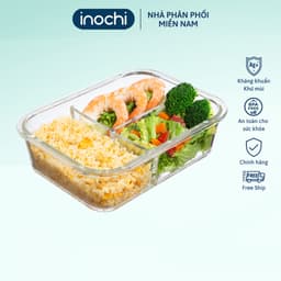 Thumbnail Hộp thủy tinh chữ nhật Inochi sử dụng được trong lò vi sóng, nắp đậy thông minh thiết kế thoát nhiệt 2
