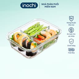 Thumbnail Hộp thủy tinh chữ nhật Inochi sử dụng được trong lò vi sóng, nắp đậy thông minh thiết kế thoát nhiệt 3