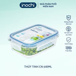 Thumbnail Hộp thuỷ tinh chữ nhật Inochi Nikko 640 ml sử dụng được trong lò vi sóng, nắp đậy thông minh thiết kế thoát nhiệt 1