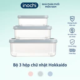 Thumbnail Hộp thực phẩm chữ nhật inochi, nhựa PP nguyên sinh an toàn, chịu nhiệt 140 độ C, không chứa BPA gây mùi 1