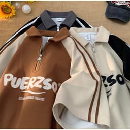 Thumbnail Áo Polo Nam Nữ PUERZSO NAD Unisex - Áo Cổ Bẻ có khoá kéo Tay Lỡ 2 sọc Chất Liệu Tổ Ong Dệt Trẻ Trung, Cá Tính.năng động 3