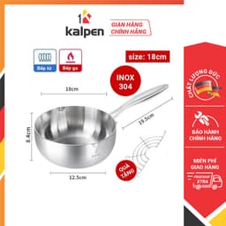 Thumbnail Chảo INOX 304 Cao Cấp 5 Lớp Liền Khối Có Miệng Rót Lager Size 18-20-24-26-28cm Chính Hãng KALPEN ĐỨC 3