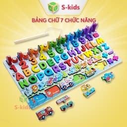 Thumbnail Đồ chơi bảng chữ cái thông minh S-kids, bộ trò chơi câu cá và ghép số học bằng gỗ cho bé. 1