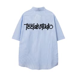 Thumbnail Áo Sơ Mi Tay Ngắn Kẻ Sọc Teelab Graffiti Unisex Form Oversize Local Brand màu Xanh SS049 2